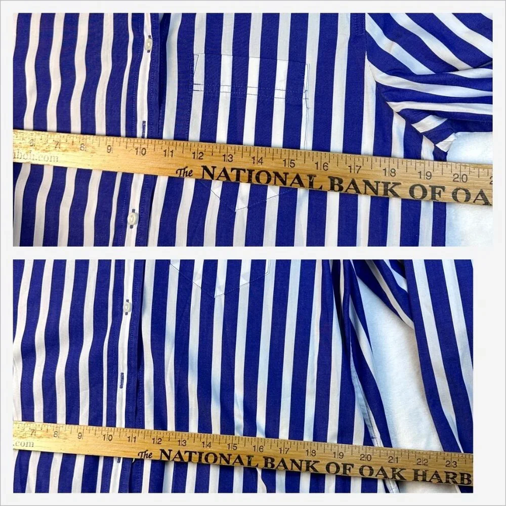 J.Crew Blue White Striped Long-Sleeve Button-Down Shirt Dress XS Preppy Oldmoney - Picture 12 of 13